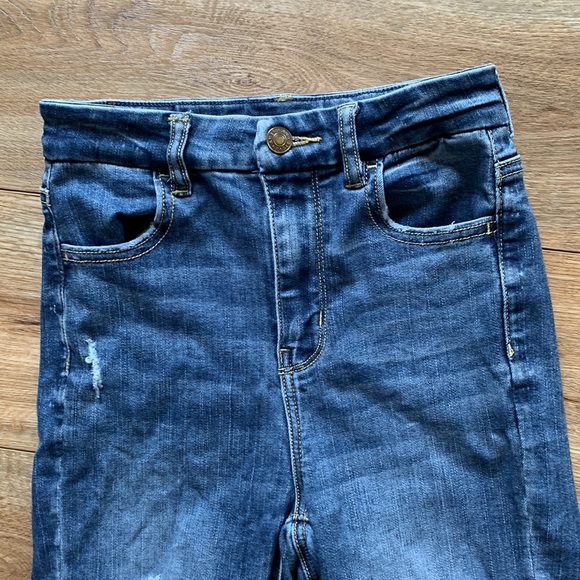 American Eagle sz 0 curvy super hi-rise jegging jeans distressed euc - Picture 4 of 9